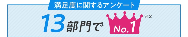 満足度に関するアンケート13部門でNo.1 ※2